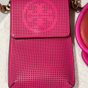 Tory Burch Pink Perforated Leather Crossbody Bag